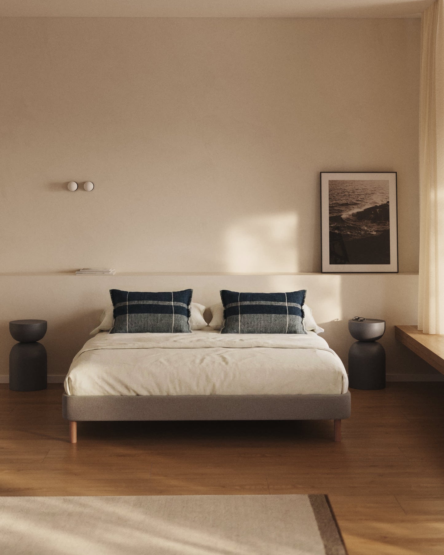Base sfoderabile Ofelia marrone con gambe in legno massiccio di faggio per materasso da 180 x 200 cm