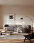 Divano modulare Martina a 4 posti in ciniglia con chaise longue destra color pietra 377 cm