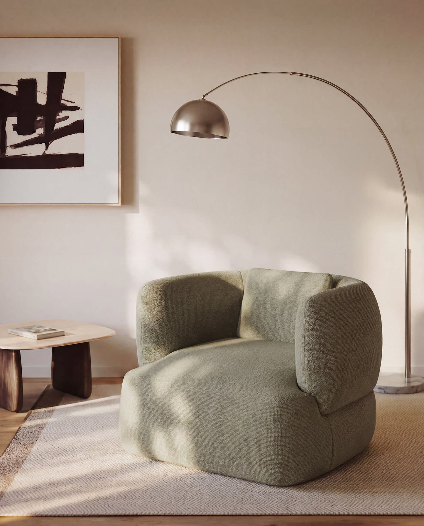 Poltrona girevole Martina con cuscino in ciniglia verde FSC Mix Credit