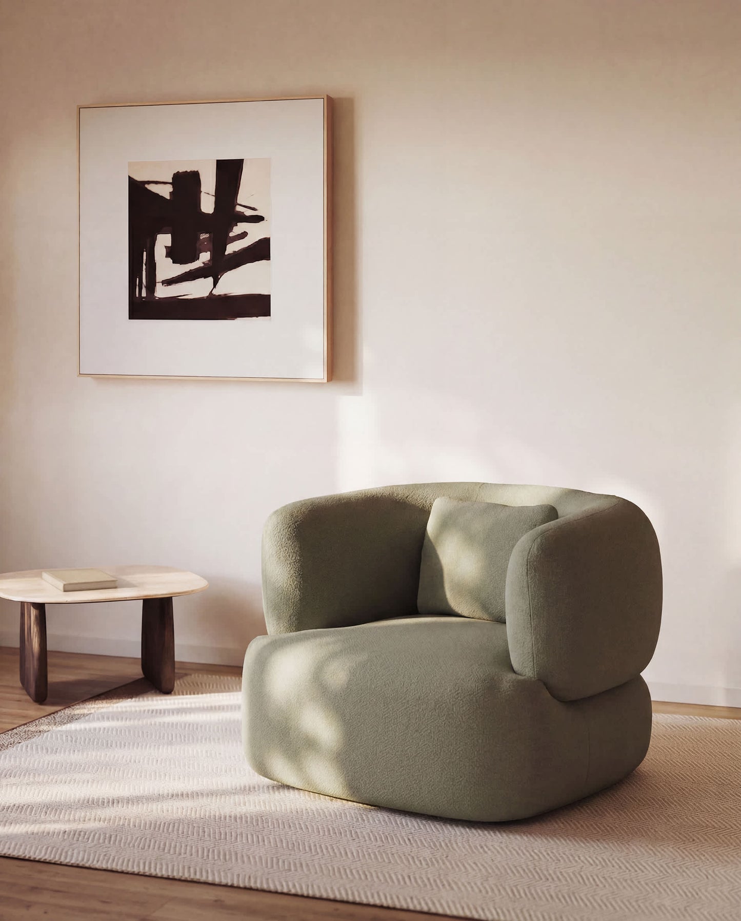 Poltrona Martina con cuscino in ciniglia verde FSC Mix Credit