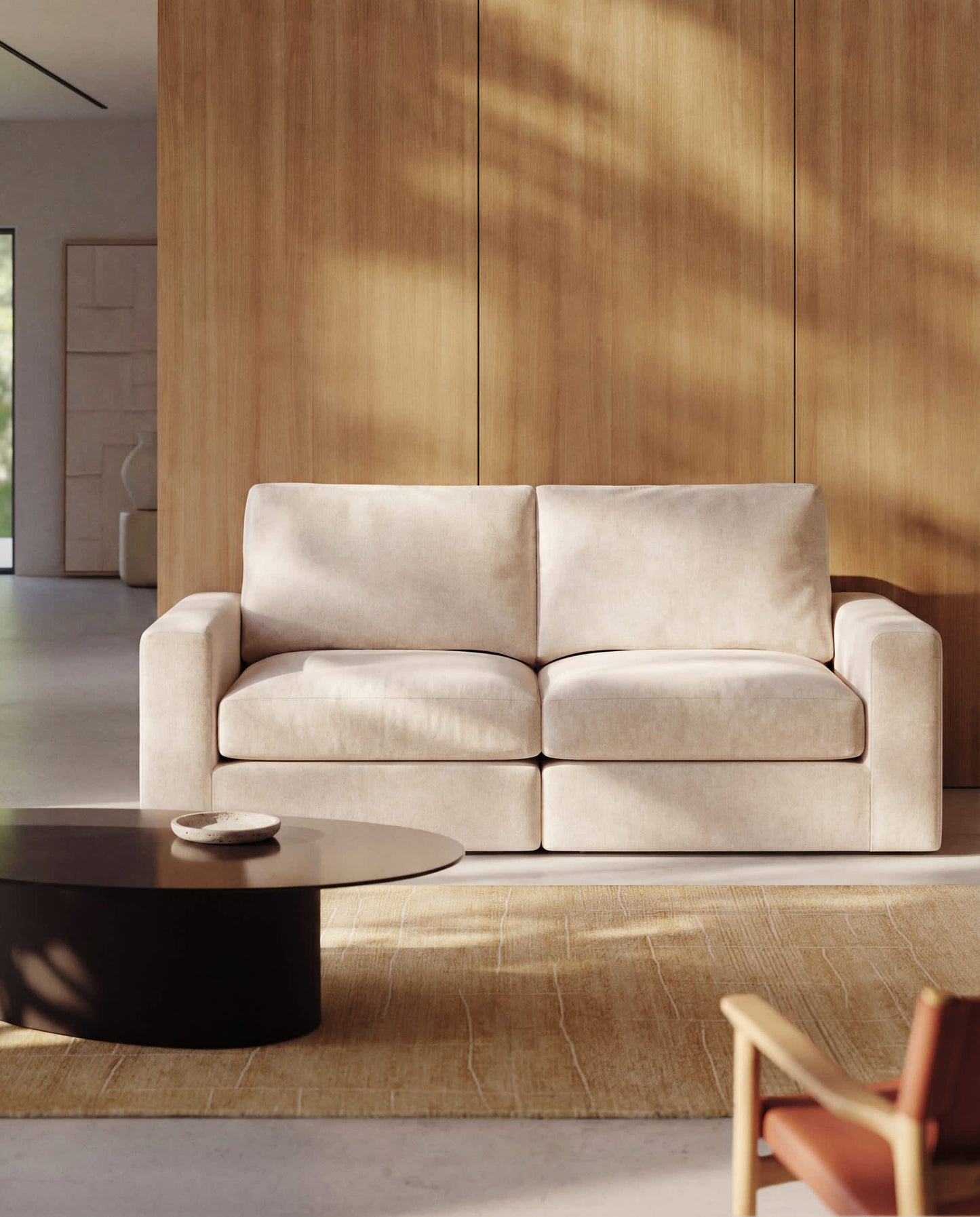 Divano modulare Alea 3 posti sfoderabile in ciniglia beige 220 cm