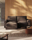Divano modulare sfoderabile Alea 3 posti in ciniglia chaise longue sinistra marrone scuro 220 cm