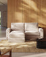 Divano modulare sfoderabile Alea 3 posti in ciniglia chaise longue sinistra beige 220 cm