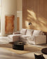 Divano modulare Alea 4 posti sfoderabile in ciniglia chaise longue sinistra beige 310 cm