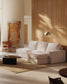 Divano modulare Alea 5 posti sfoderabile in ciniglia chaise longue destra beige 340 cm