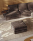 Poggiapiedi sfoderabile Alea in ciniglia beige 90 x 90 cm