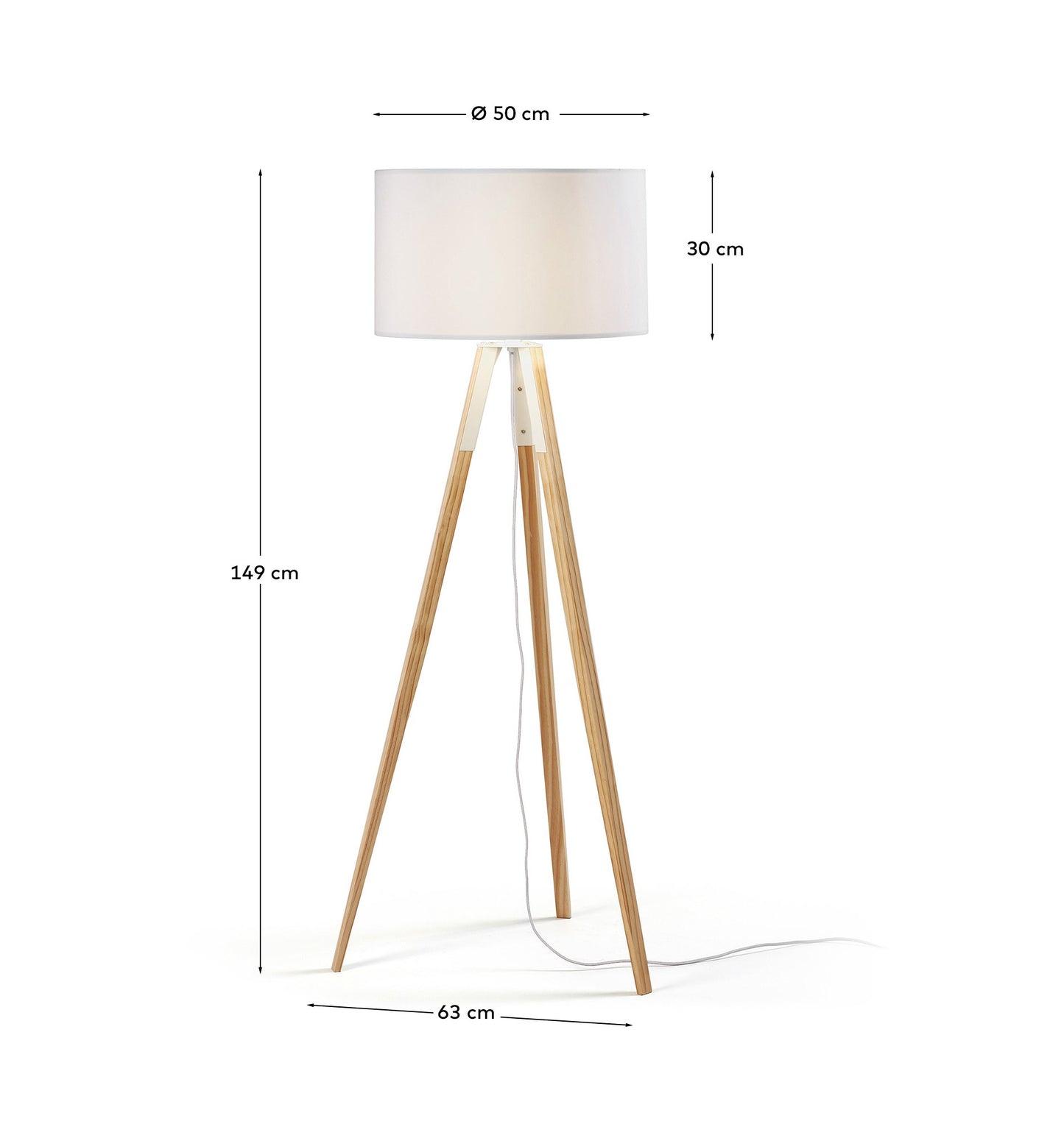 Lampada da terra Iguazu, bianco e legno
