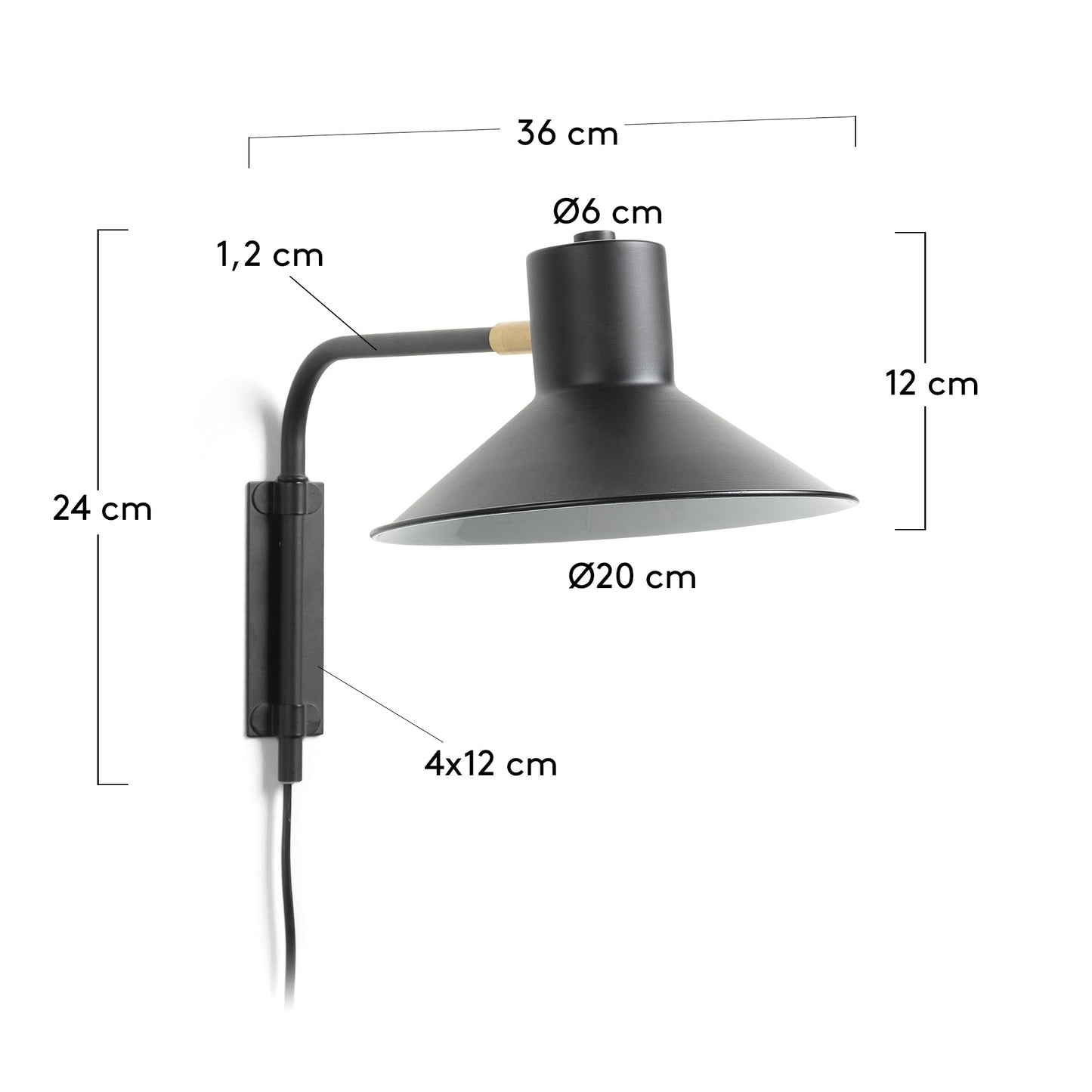 Lampada da parete Aria piccolo nero