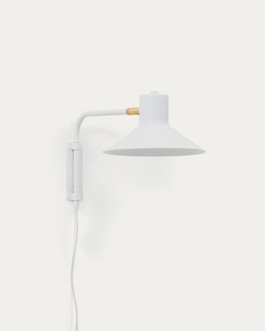 Lampada piccola da parete Aria in acciaio con finitura bianca