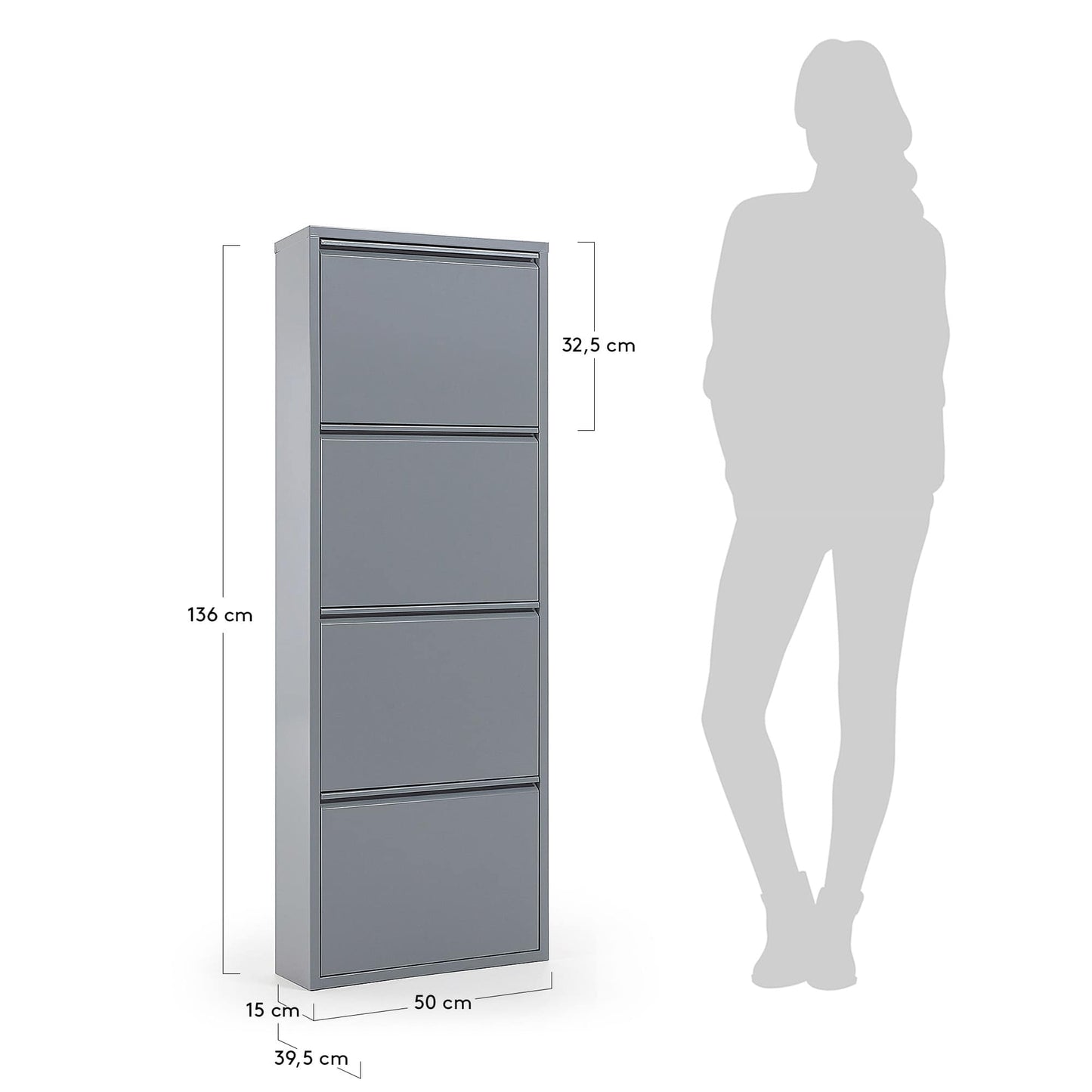 Scarpiera Ode 50 x 136 cm 4 ante grigio