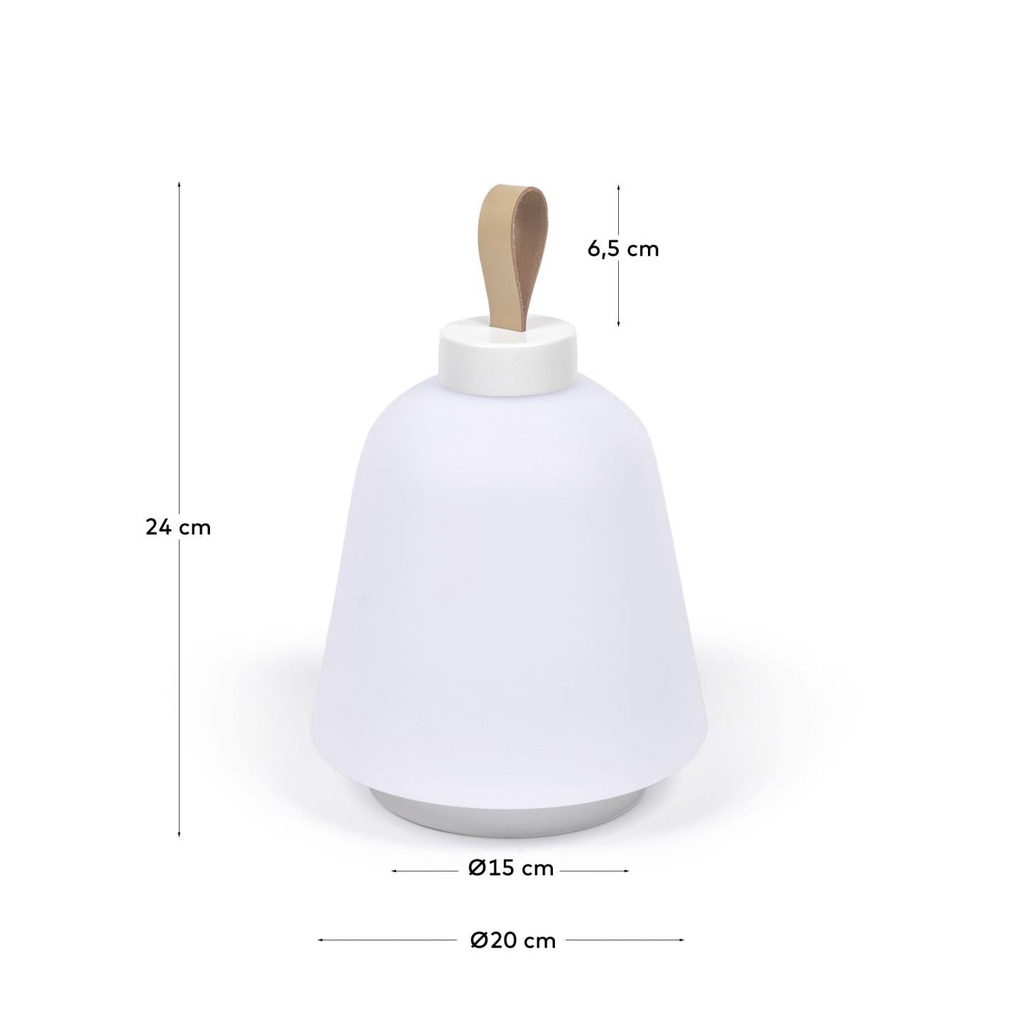 Lampada da tavolo da esterno Udiya in polietilene e metallo con finitura bianca