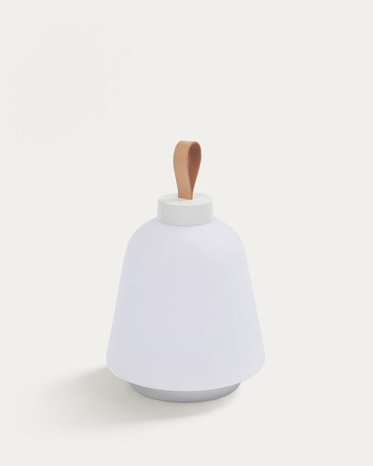 Lampada da tavolo da esterno Udiya in polietilene e metallo con finitura bianca