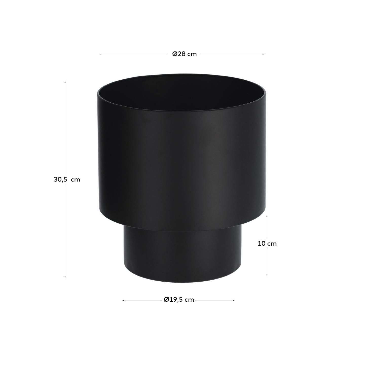 Vaso Mash rotondo in metallo nero Ø 28 cm