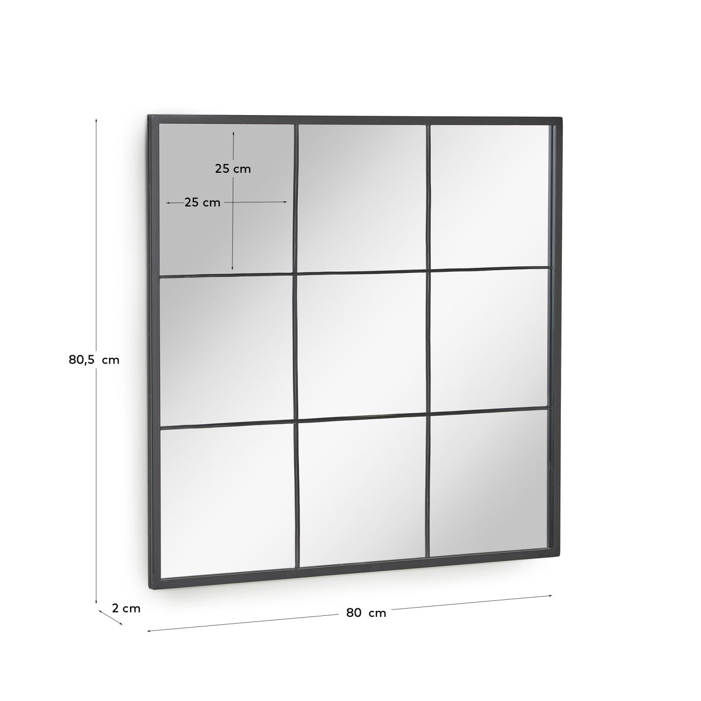 Specchio da parete Ulrica in metallo nero 80 x 80 cm