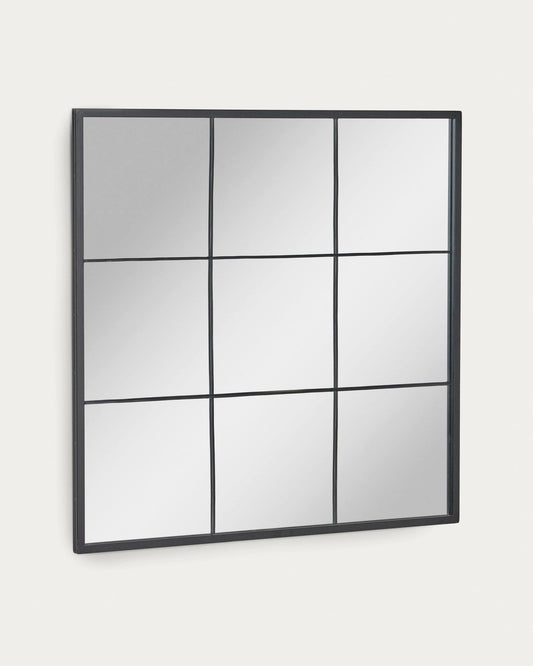 Specchio da parete Ulrica in metallo nero 80 x 80 cm