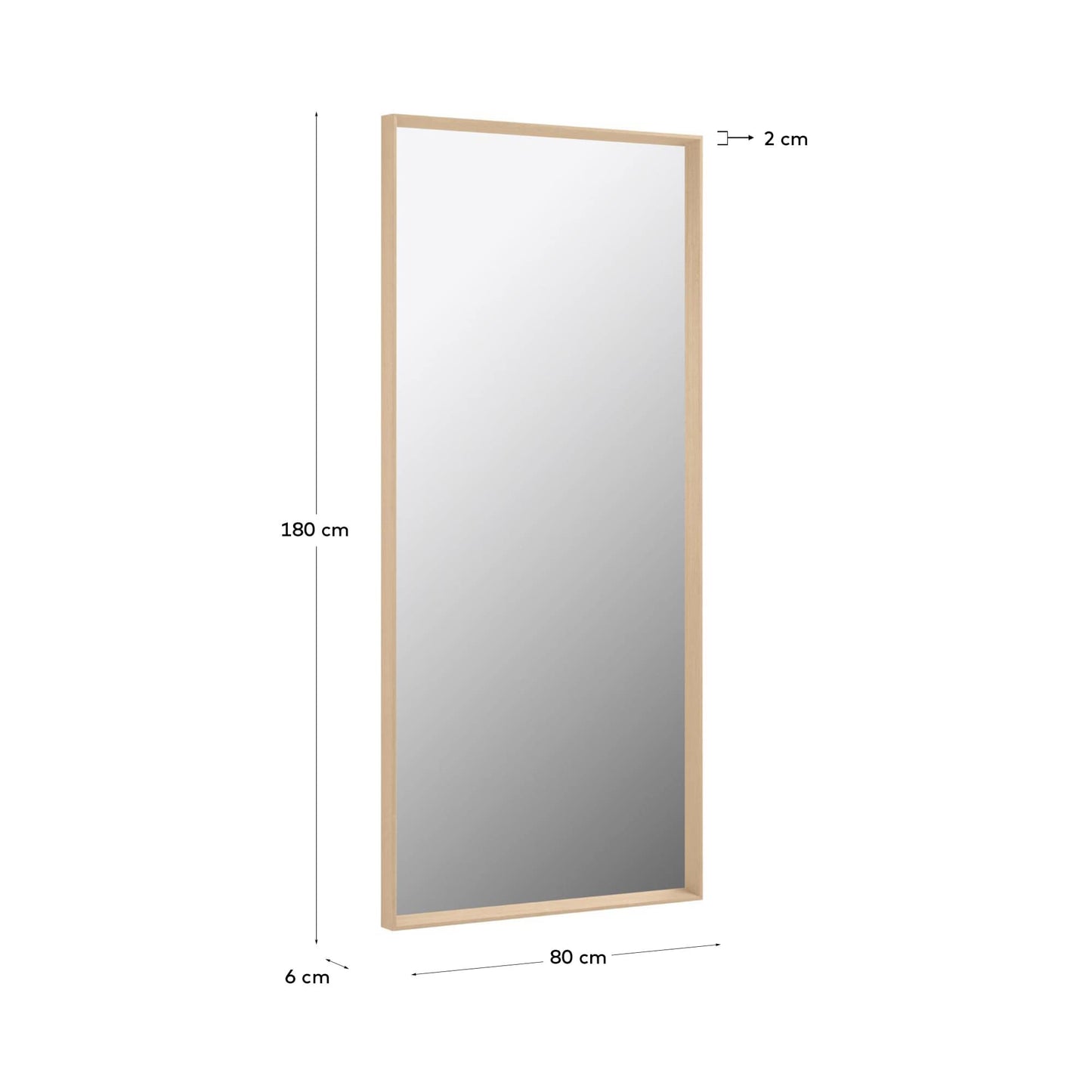Specchio Nerina 80 x 180 cm con finitura naturale