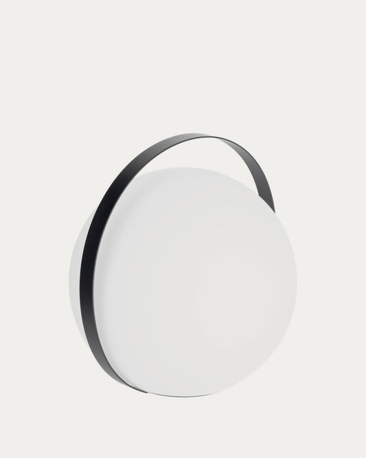 Lampada da tavolo Dinesh con manico in acciaio nero