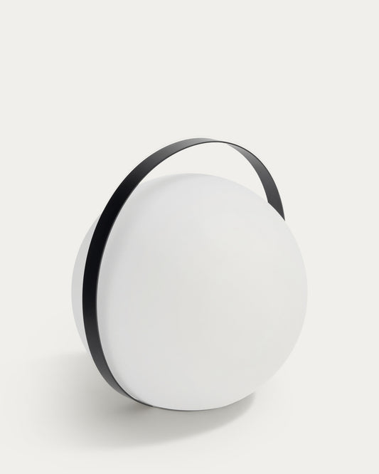Lampada da tavolo Dinesh con manico in acciaio nero