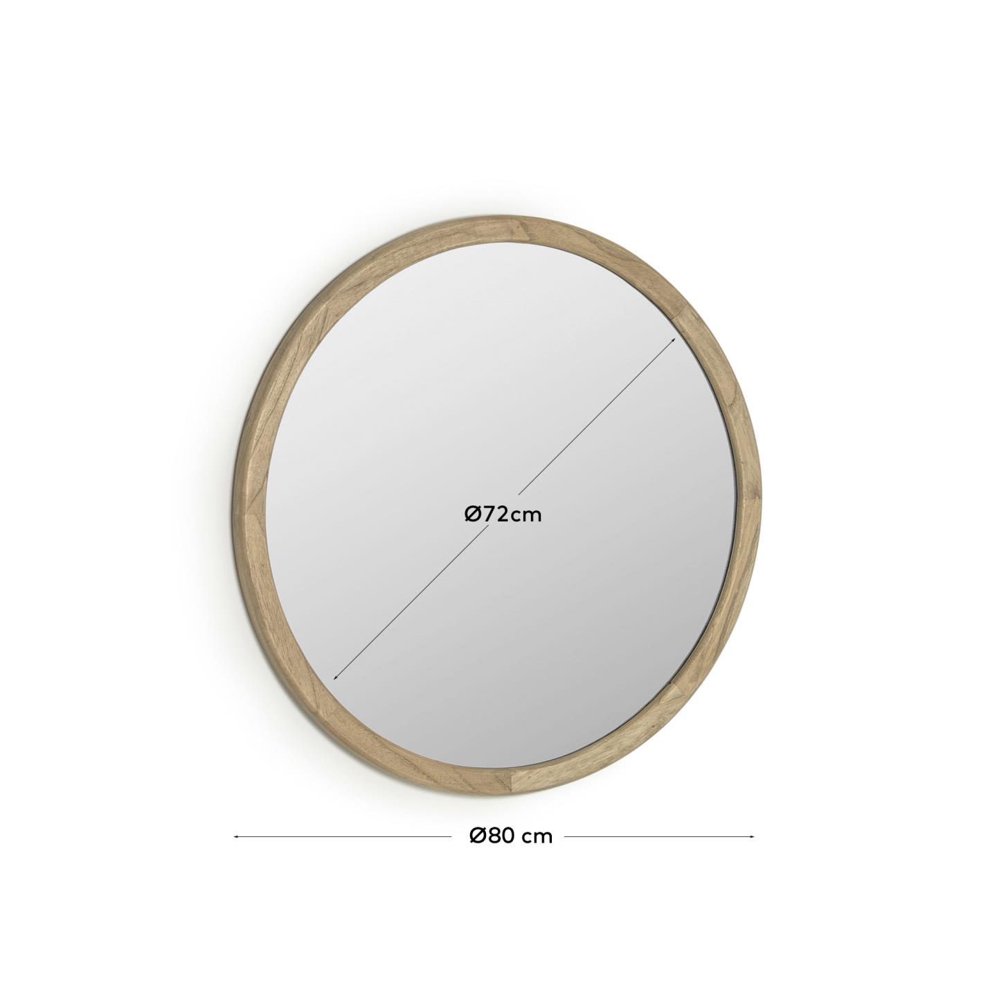 Specchio rotondo Alum in legno massello di mindi Ø 80 cm