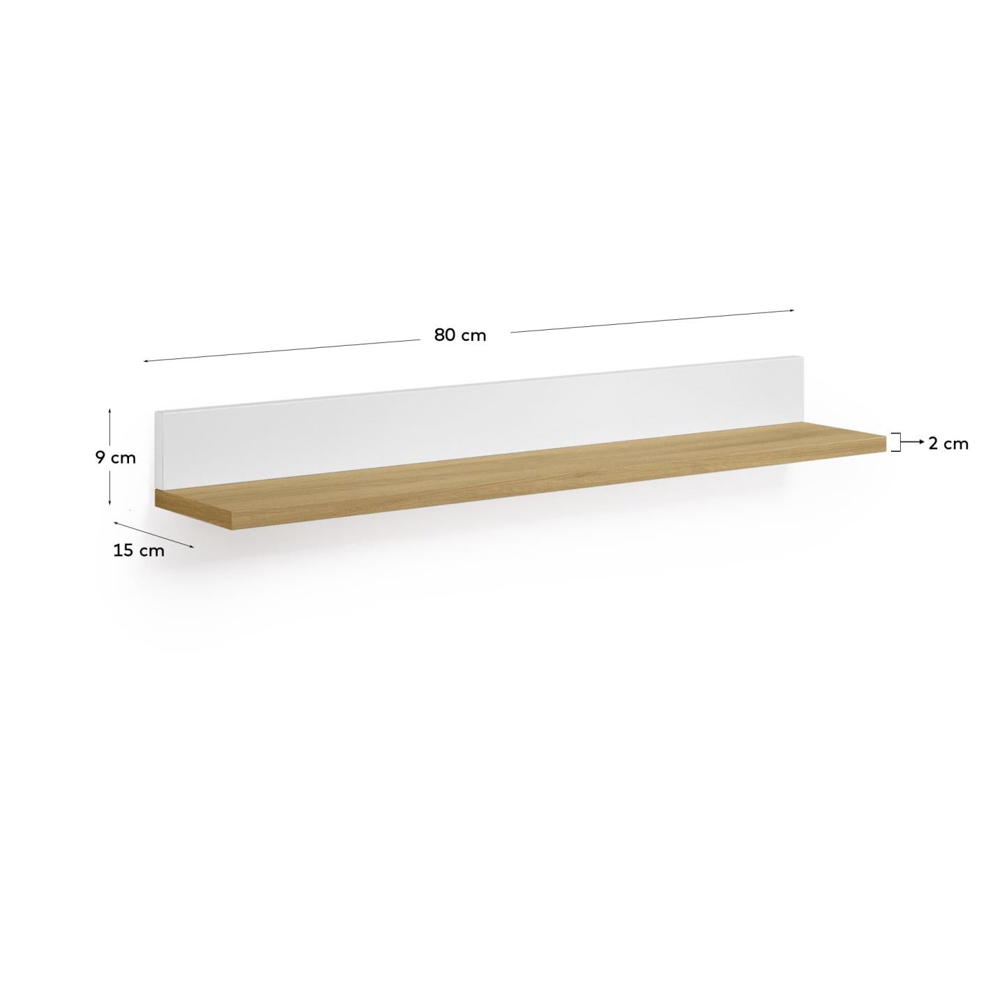 Mensola Abilen in impiallacciatura di rovere laccata bianca 80 x 15 cm