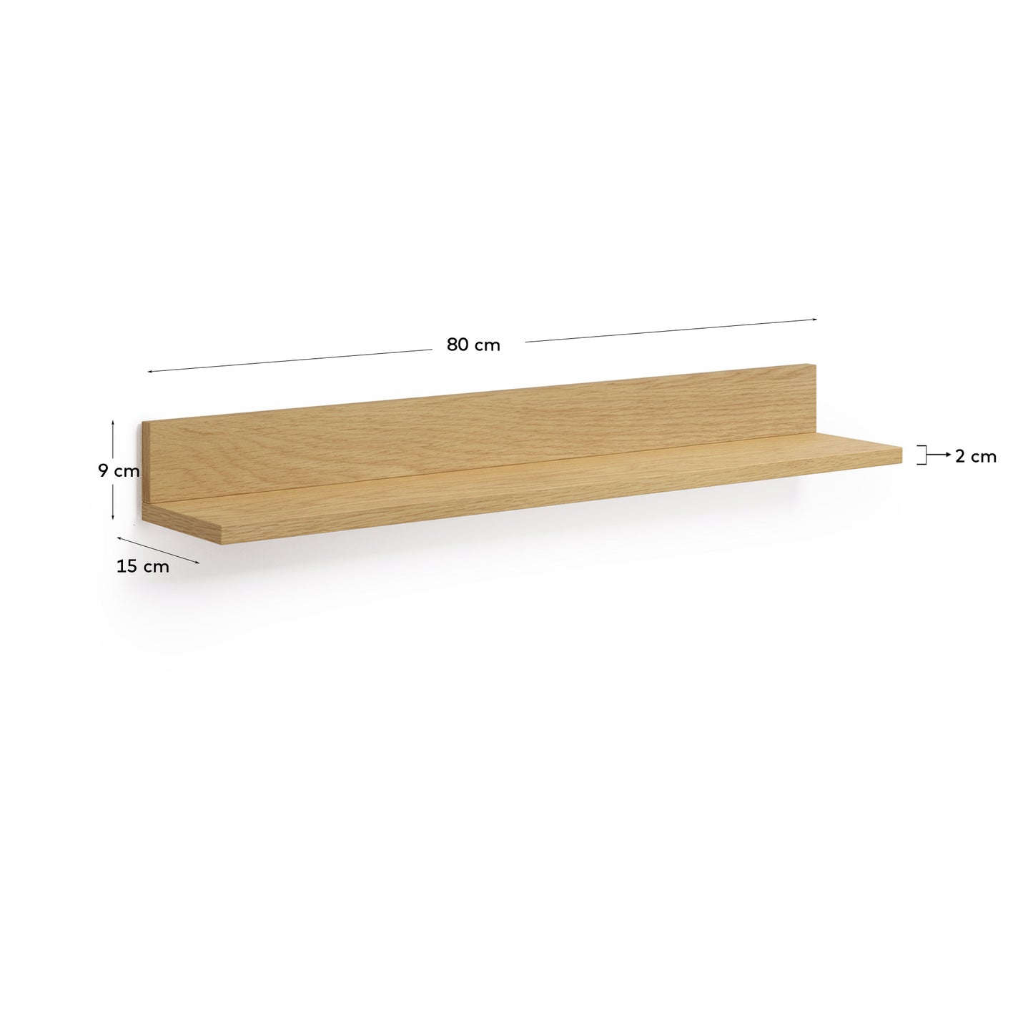 Mensola Abilen impiallacciata rovere 80 x 15 cm