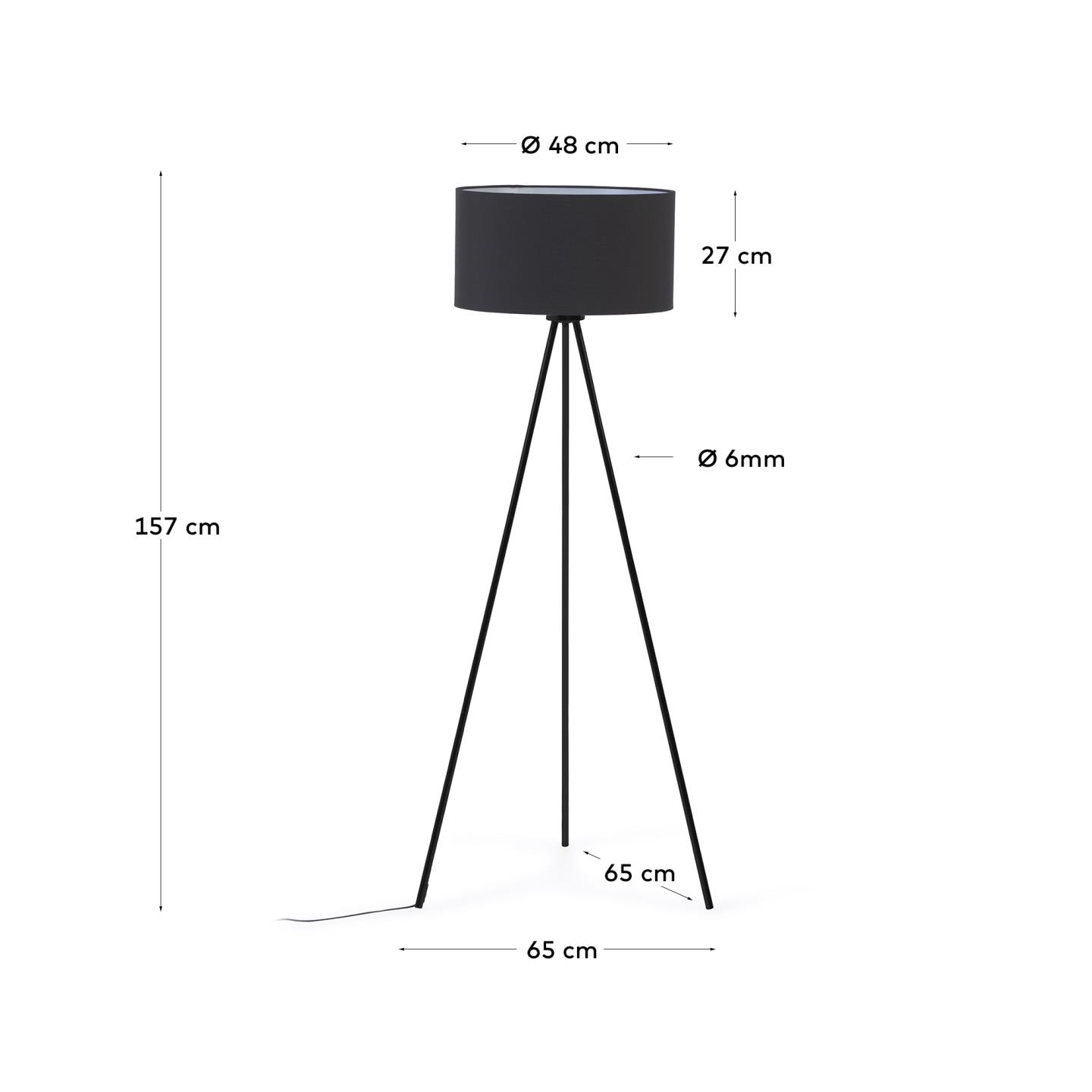 Lampada da terra Ikia in metallo con finitura nera