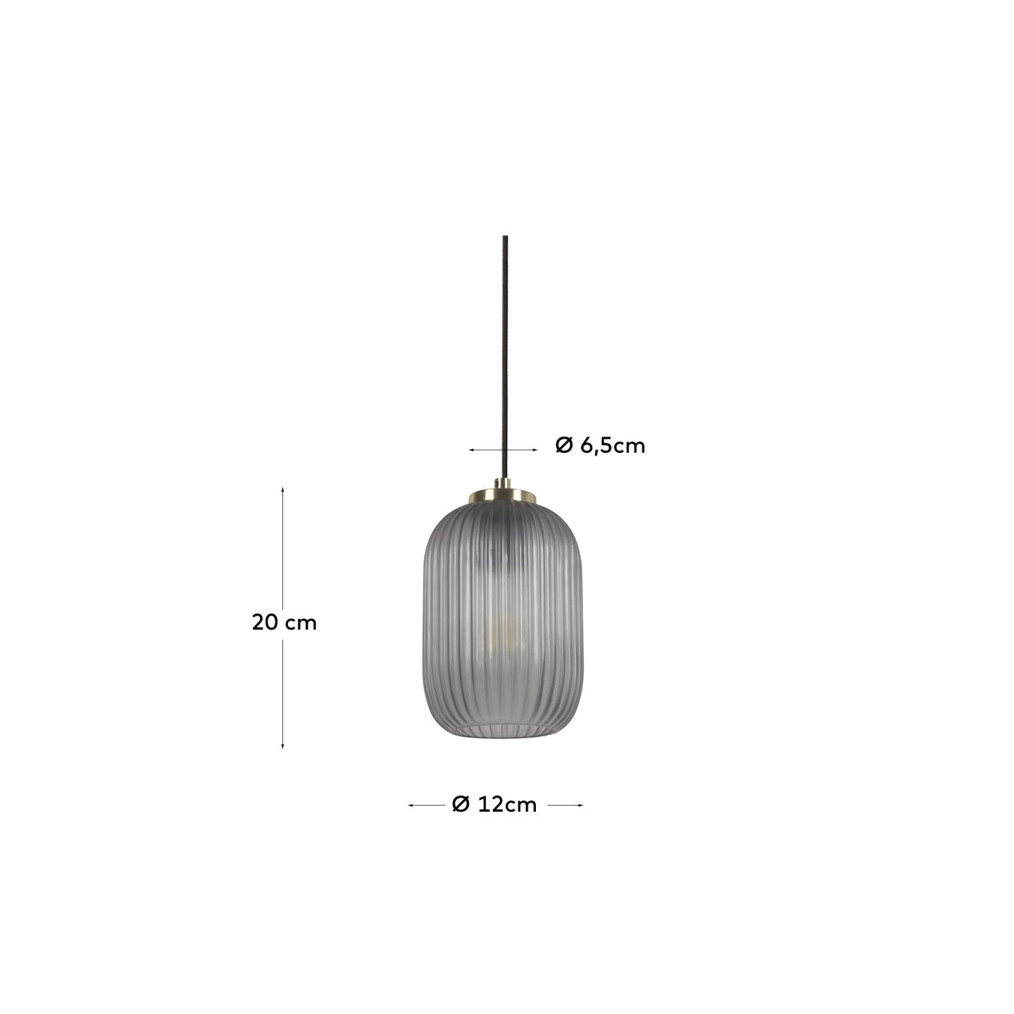 Lampada Hestia in metallo con finitura ottone e vetro grigio