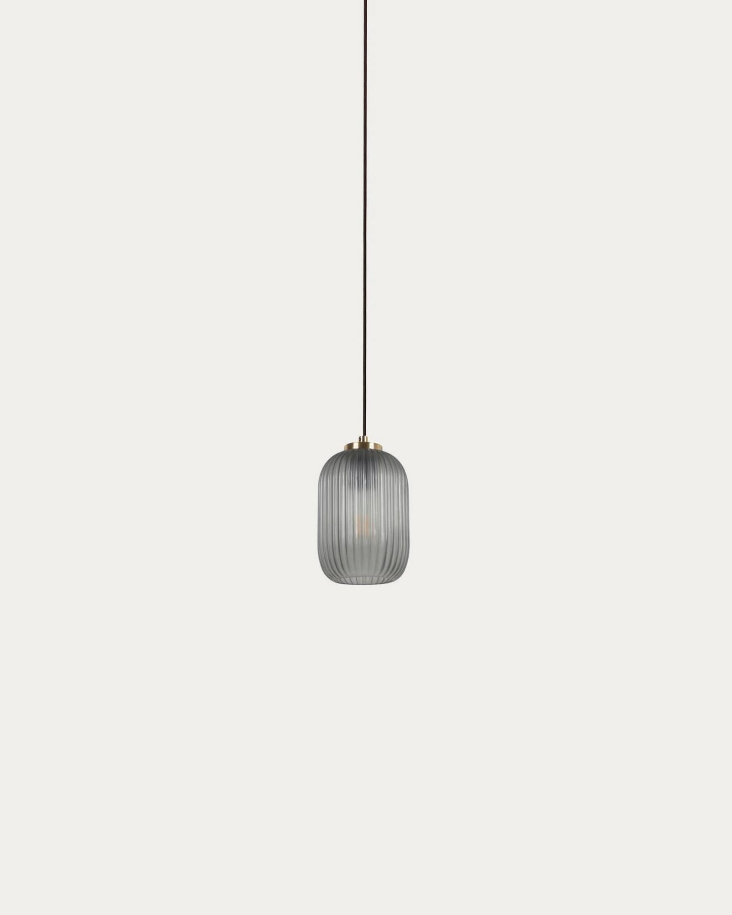 Lampada Hestia in metallo con finitura ottone e vetro grigio