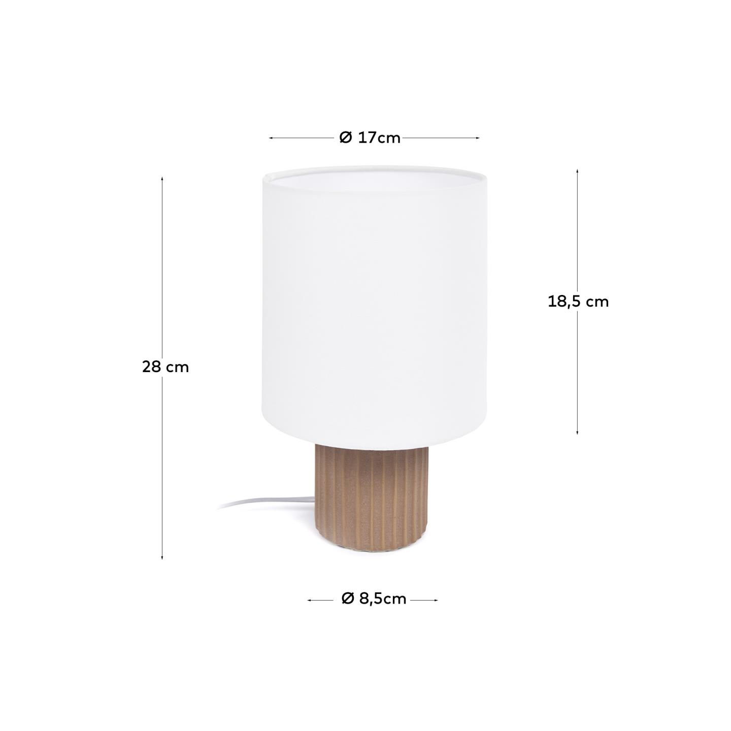 Lampada da tavolo Eshe in ceramica finitura terracotta e bianca