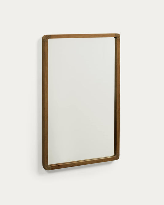 Specchio Shamel in legno massello di teak finitura noce 45 x 70 cm