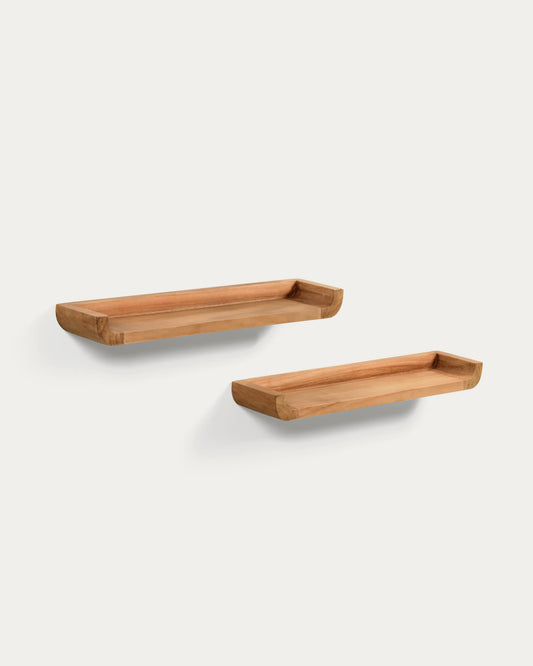 Set Shamel di 2 ripiani in legno massello di teak 50 x 12