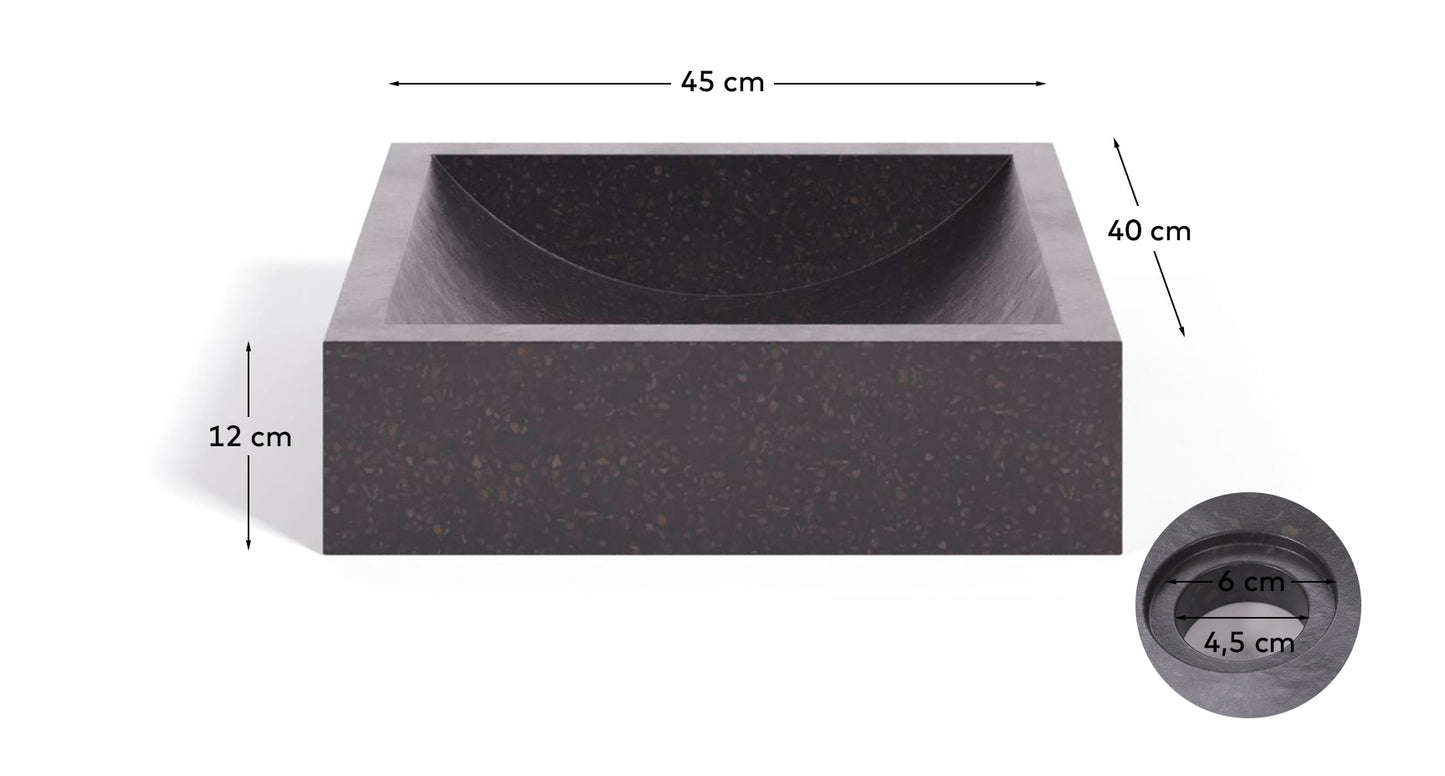 Lavabo da appoggio Delina in terrazzo nero 40 x 45 cm