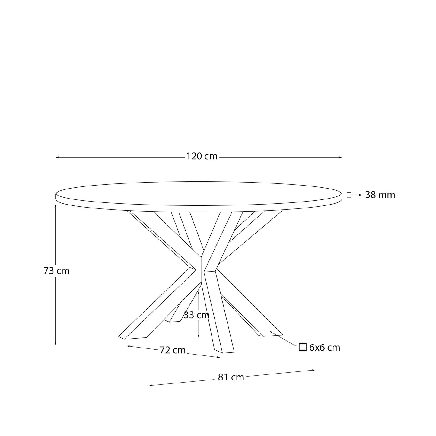 Tavolo rotondo Full Argo Ø 120 cm melammina naturale e gambe in acciaio effetto legno