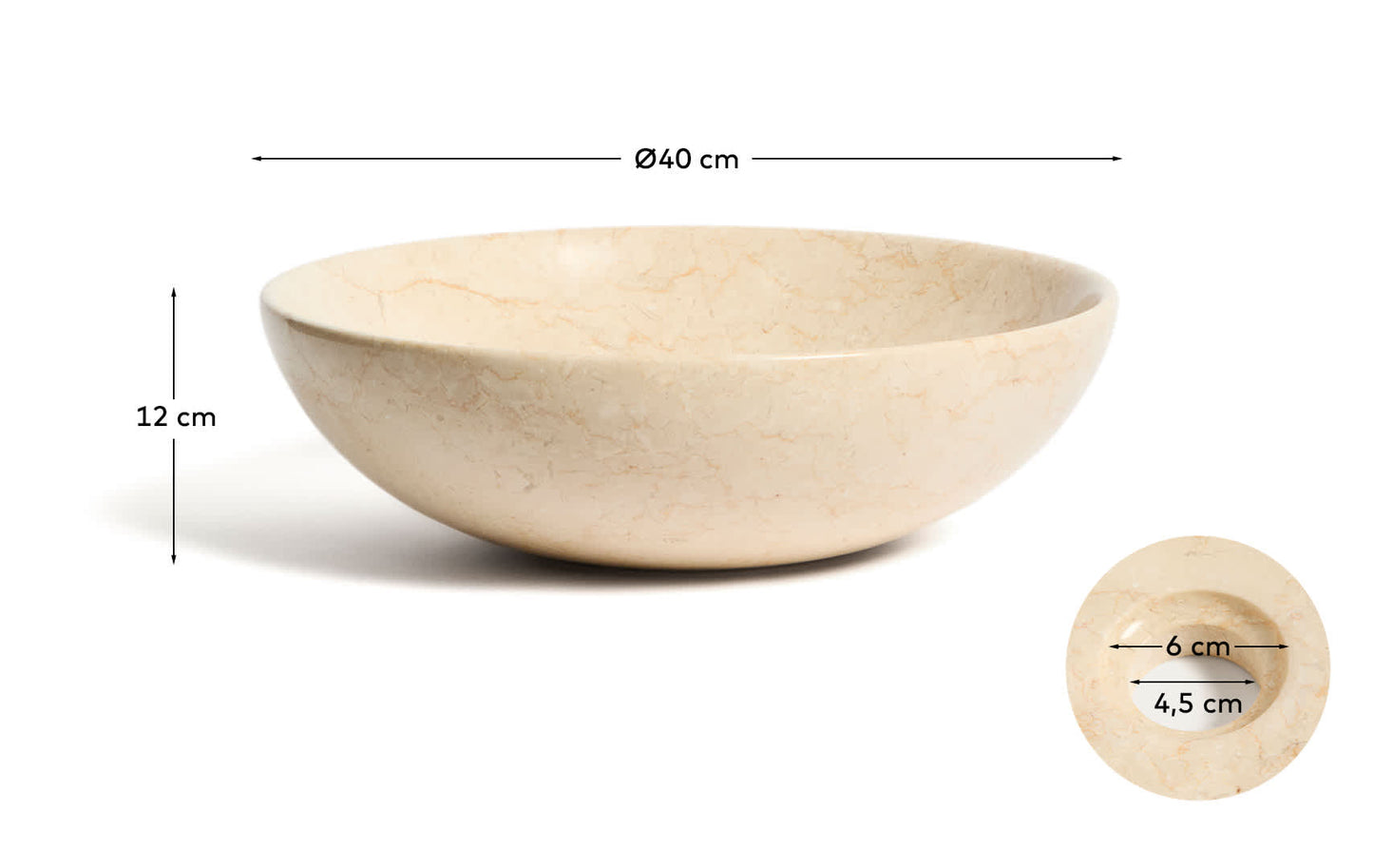 Lavabo da appoggio Darnen in marmo beige Ø 35 cm