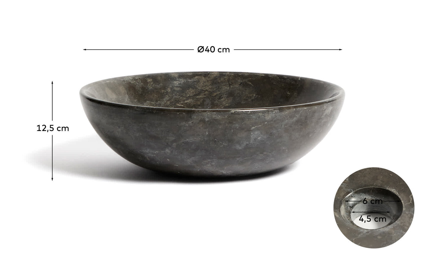 Lavabo da appoggio Darnen in marmo grigio Ø 35 cm