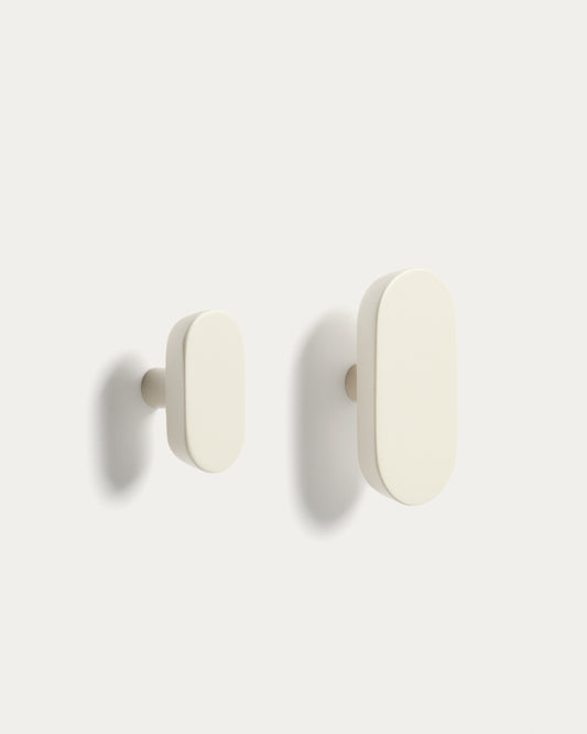 Set Arely di 2 appendini in legno massiccio di faggio con finitura laccata beige 6,5 cm/10 cm