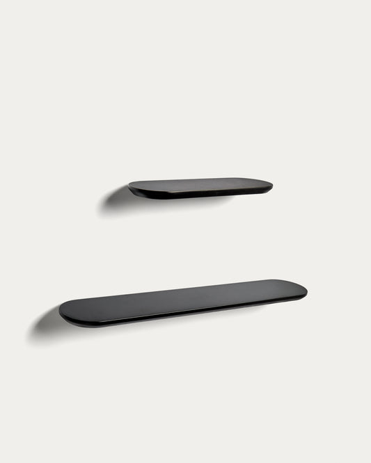 Set Arely di 2 mensole in MDF con finitura laccata nera 35 cm/55 cm