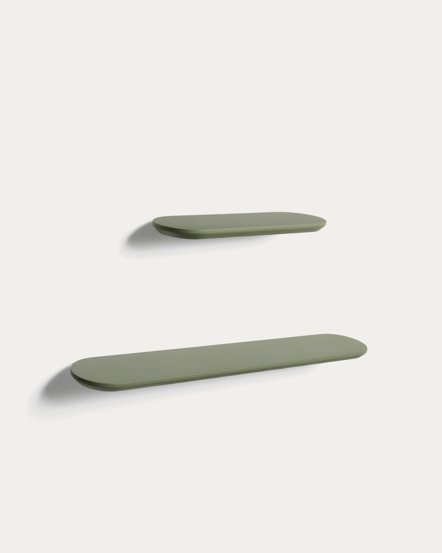 Set Arely di 2 mensole in MDF con finitura laccata verde 35 cm/55 cm