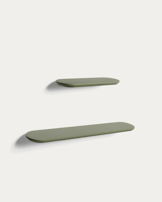 Set Arely di 2 mensole in MDF con finitura laccata verde 35 cm/55 cm