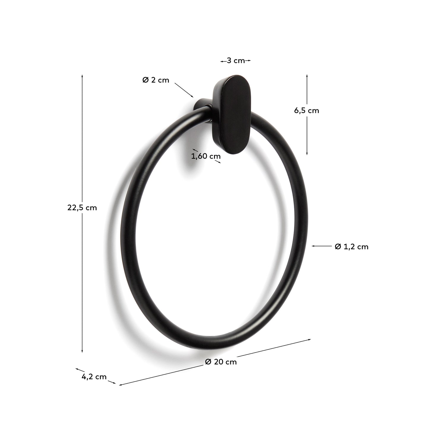 Portasciugamani Arely con anello in metallo nero