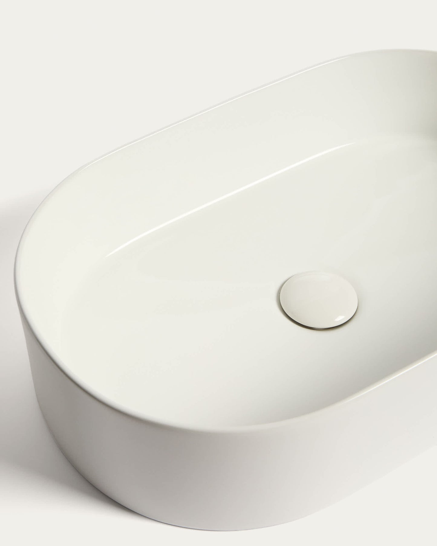 Lavabo da appoggio Ovara in ceramica bianca smaltata 50 x 31 cm