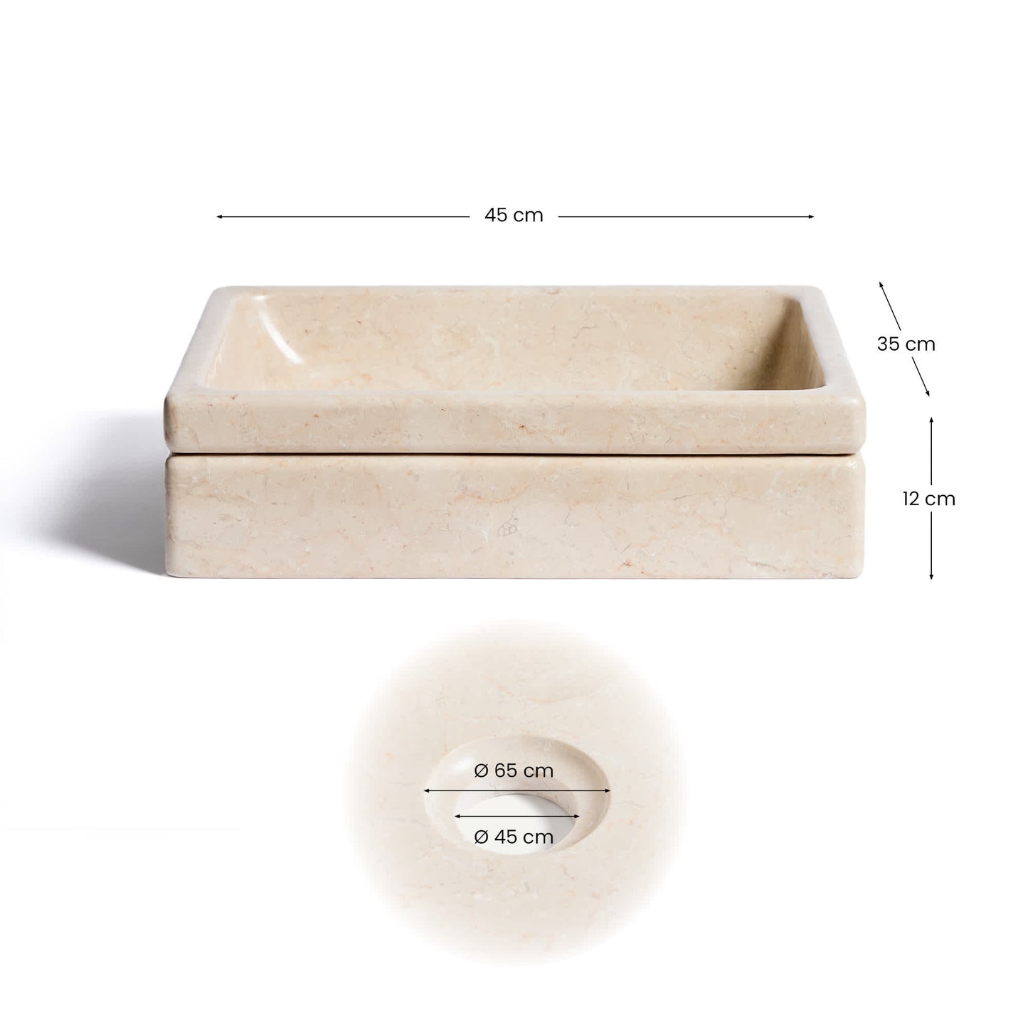 Lavabo da appoggio Dalven in marmo beige 35 x 45 cm