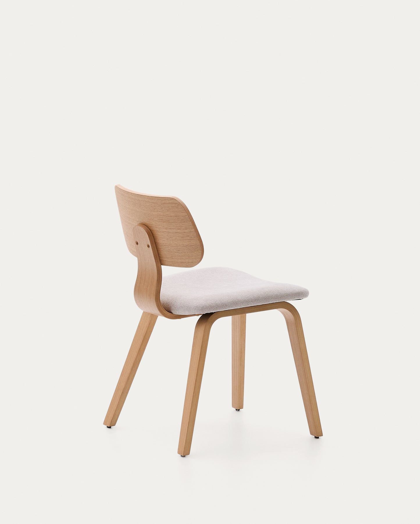 Sedia Gena in chenille beige struttura in impiallacciatura di rovere