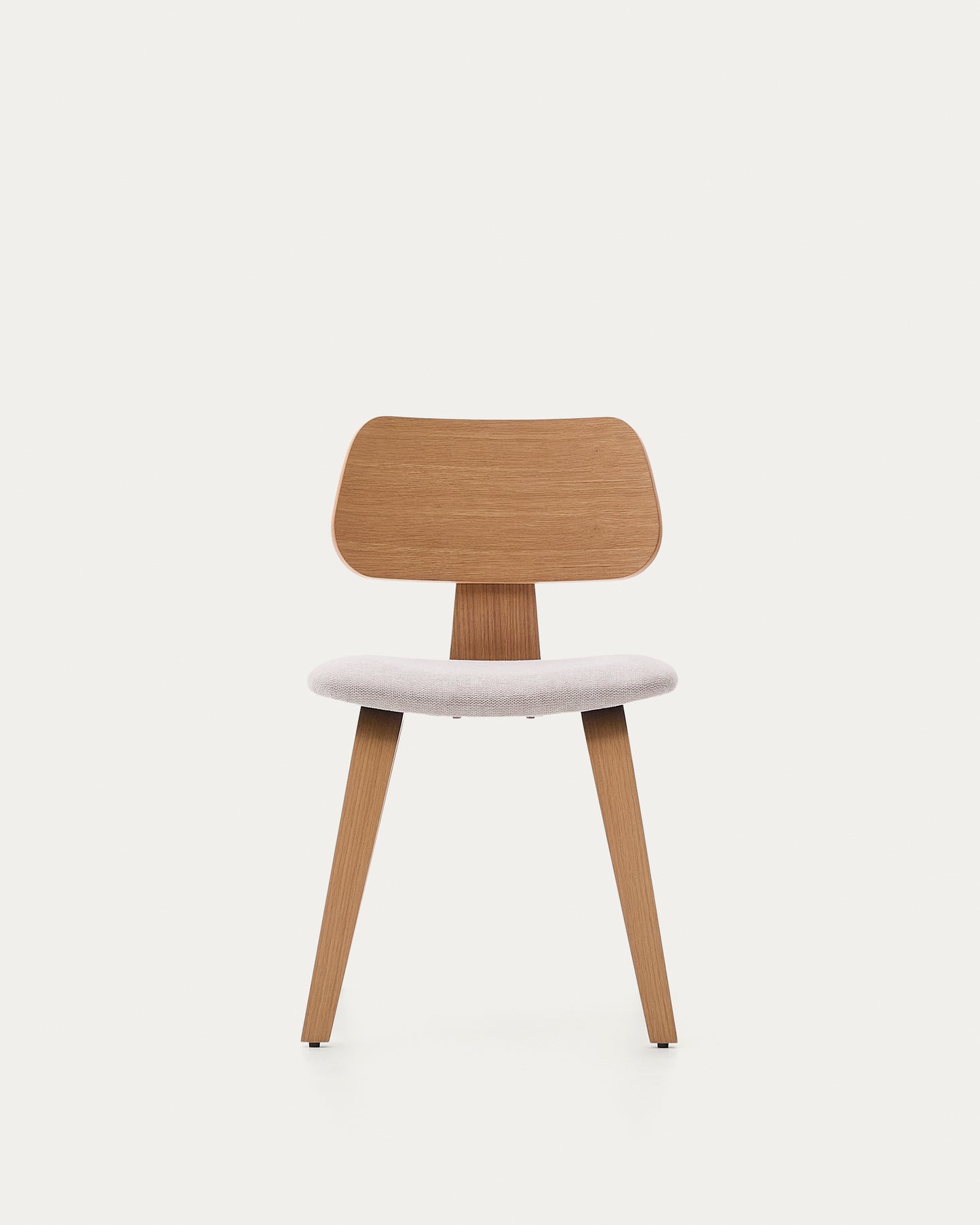 Sedia Gena in chenille beige struttura in impiallacciatura di rovere