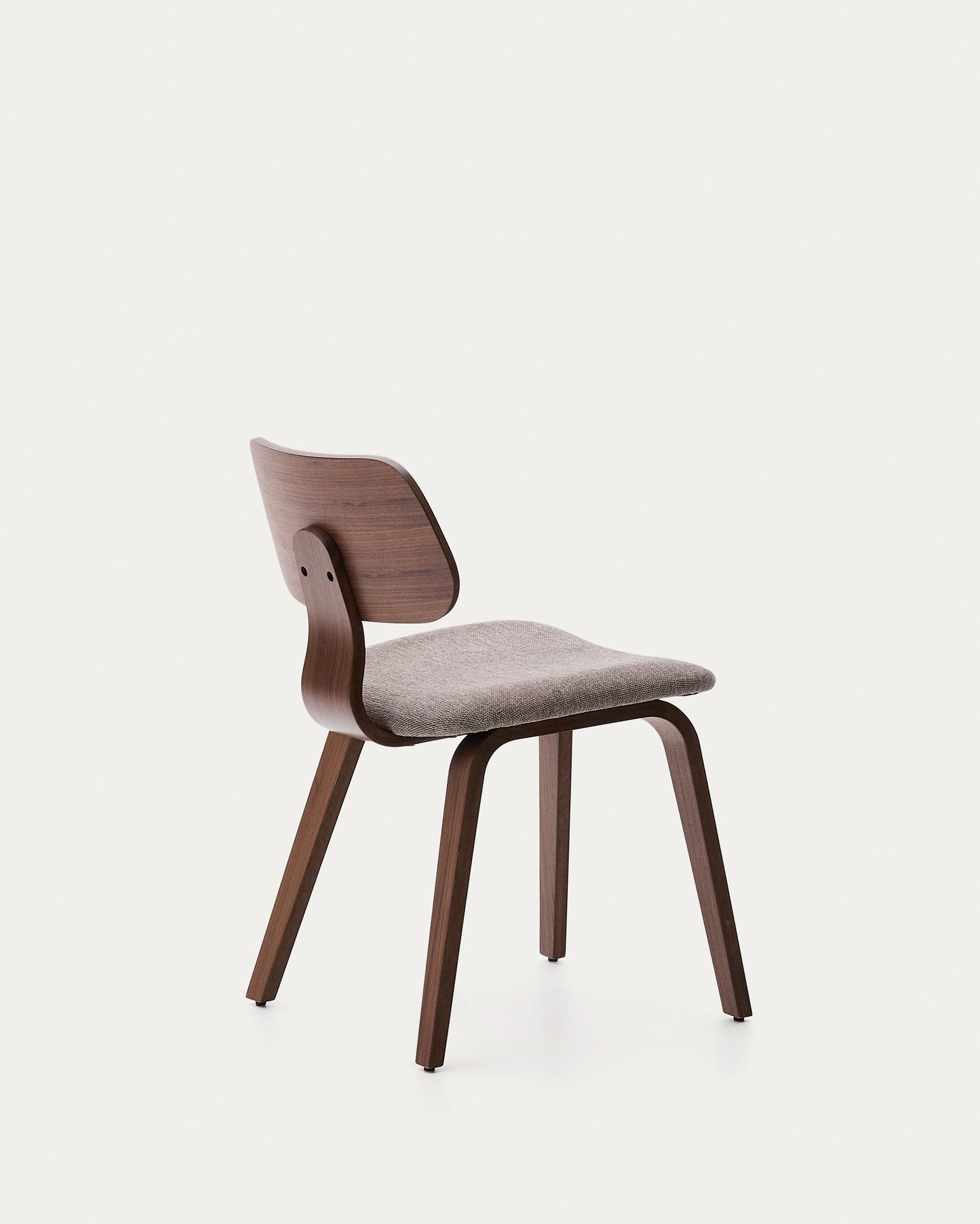 Sedia Gena in chenille beige struttura in impiallacciatura di noce