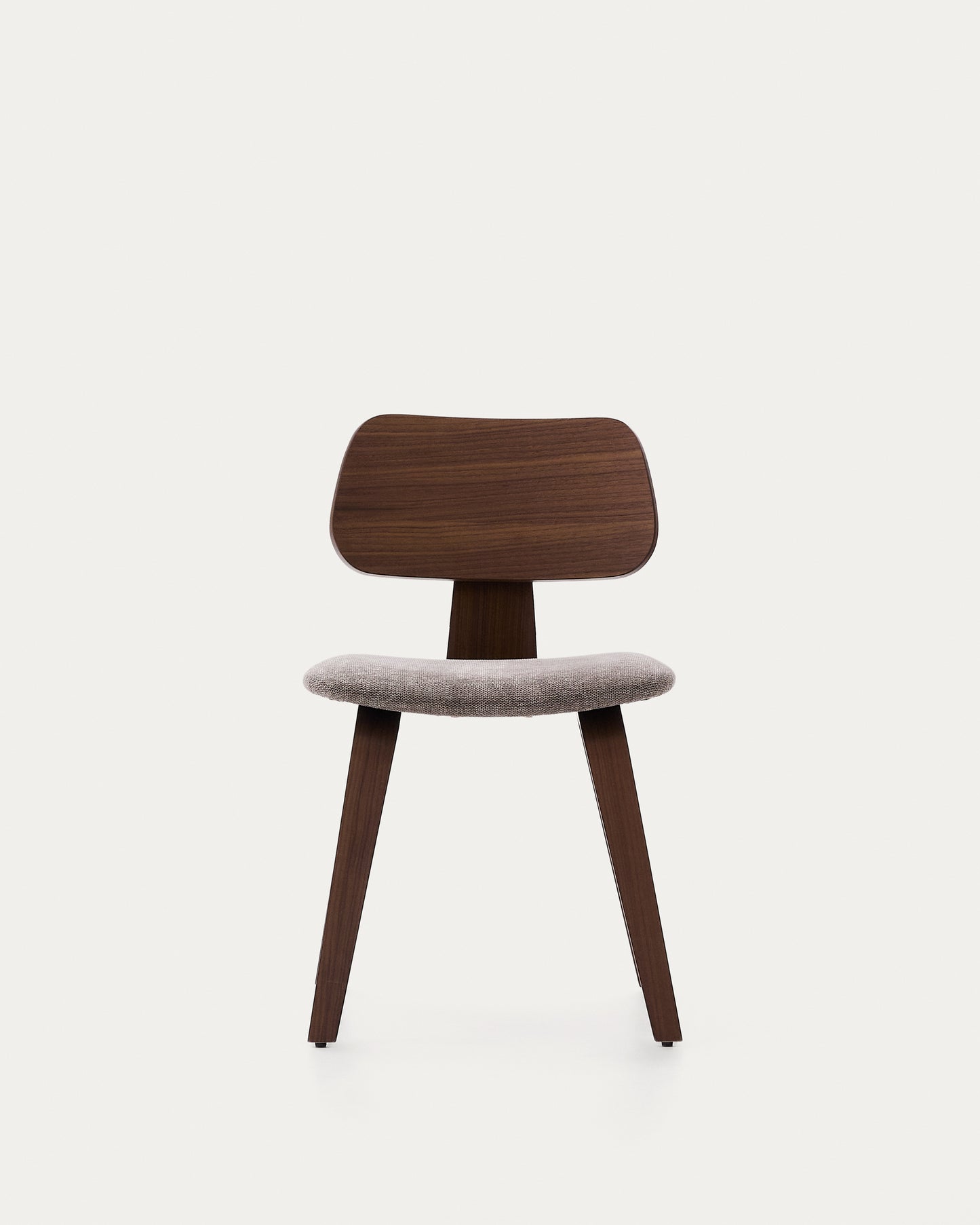 Sedia Gena in chenille beige struttura in impiallacciatura di noce