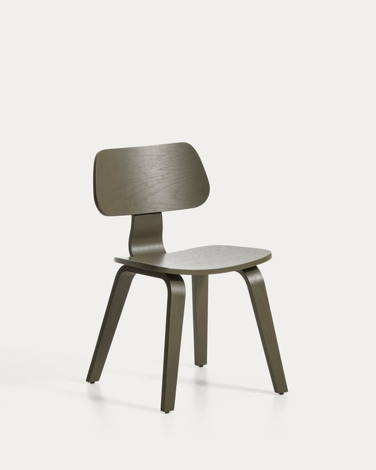 Sedia Gena in impiallacciatura di rovere con finitura verde