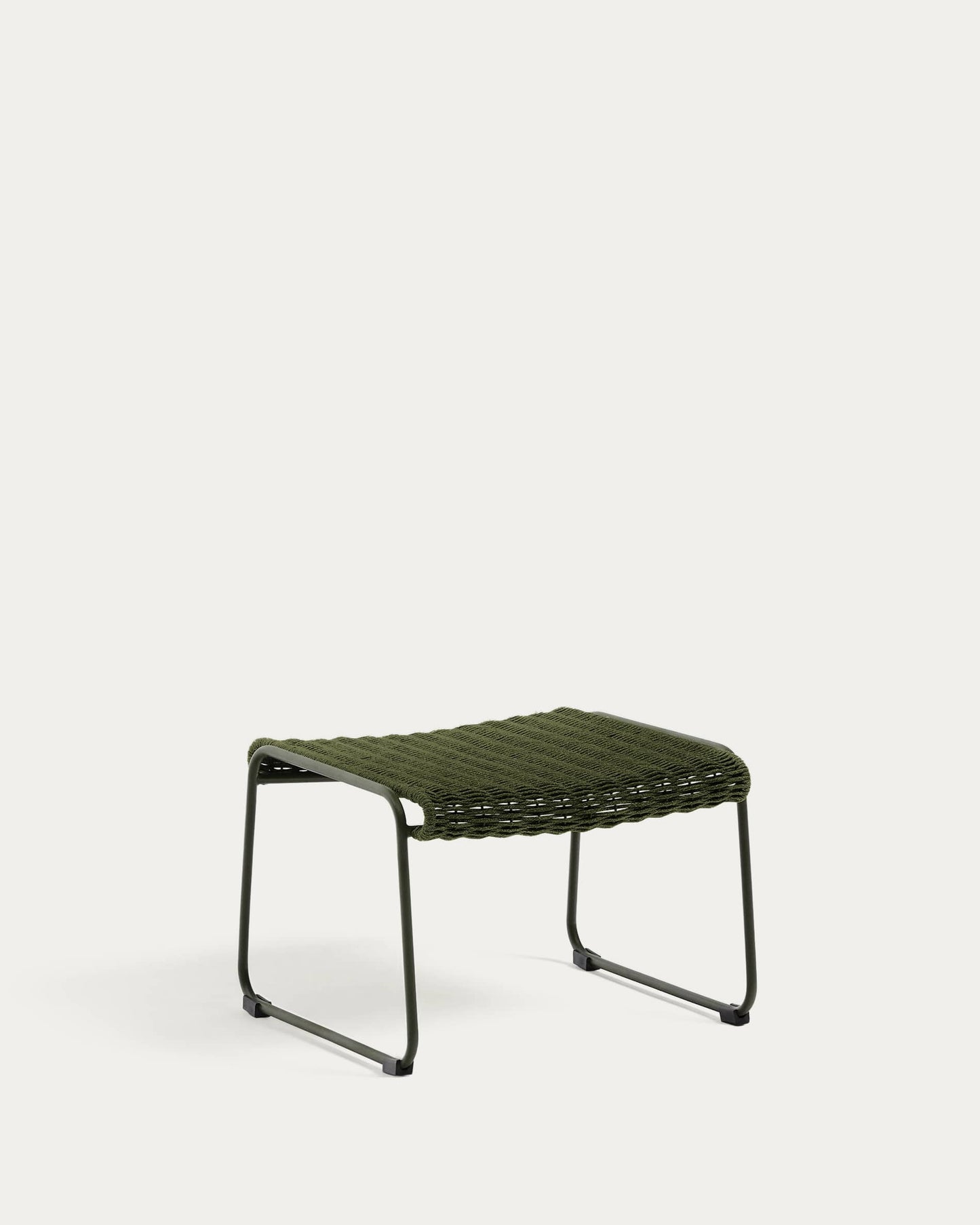 Poggiapiedi Maurina in acciaio zincato e corda verde 58 x 52,5 cm