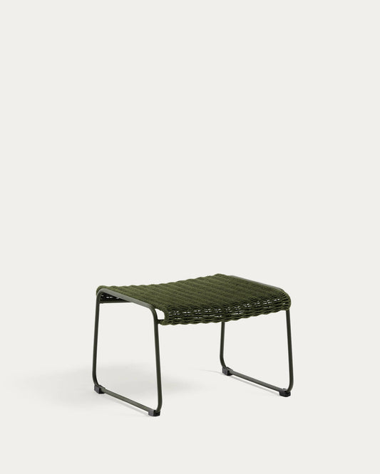 Poggiapiedi Maurina in acciaio zincato e corda verde 58 x 52,5 cm
