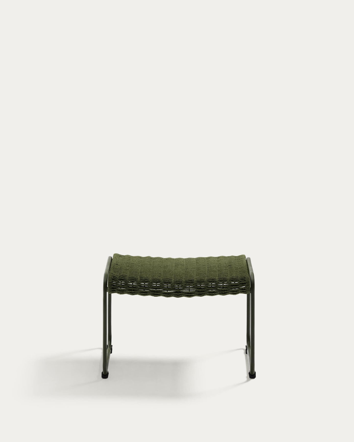 Poggiapiedi Maurina in acciaio zincato e corda verde 58 x 52,5 cm